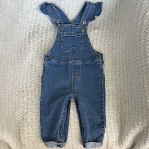 Carter's Blue Denim Ruffle-Shoulder Overalls